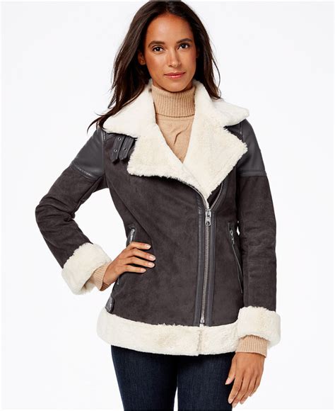 michael kors faux shearling trim &|Faux Shearling.